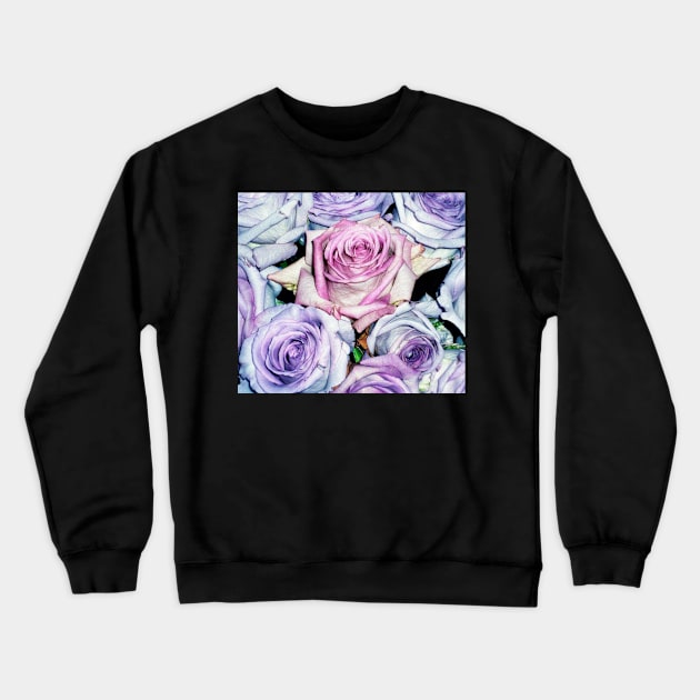 Pink and Mauve Roses Crewneck Sweatshirt by rozmcq